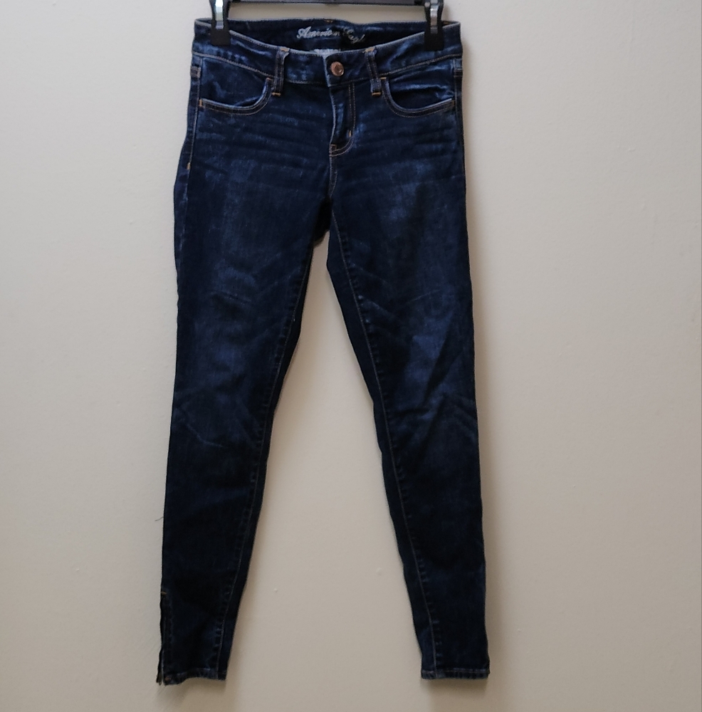 AMERICAN EAGLE super Stretch Jeggings With Side Zippers On Ankle Size 4 - Picture 3 of 11